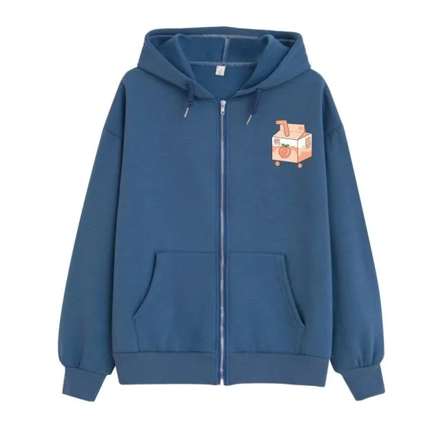 Peach Milk Box Soft Zip-Up Hoodie