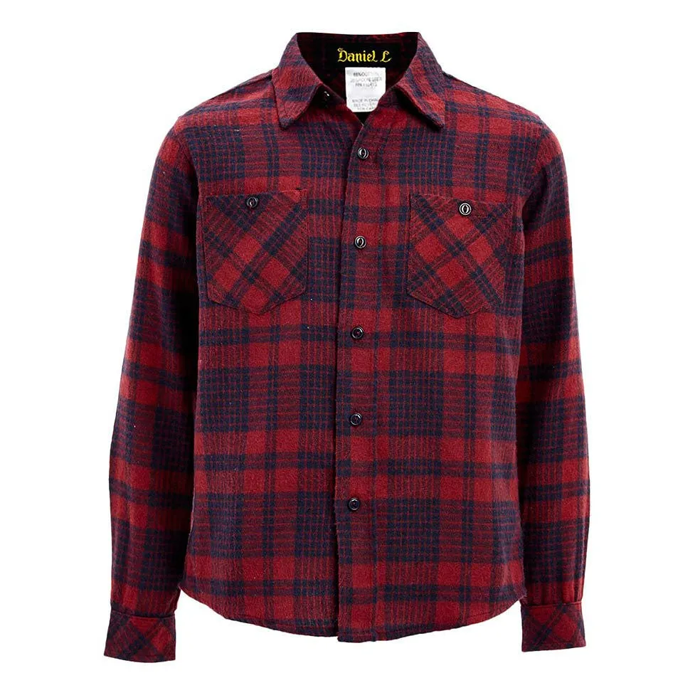 Plaid Button Up Shirt in Burgundy BOYS