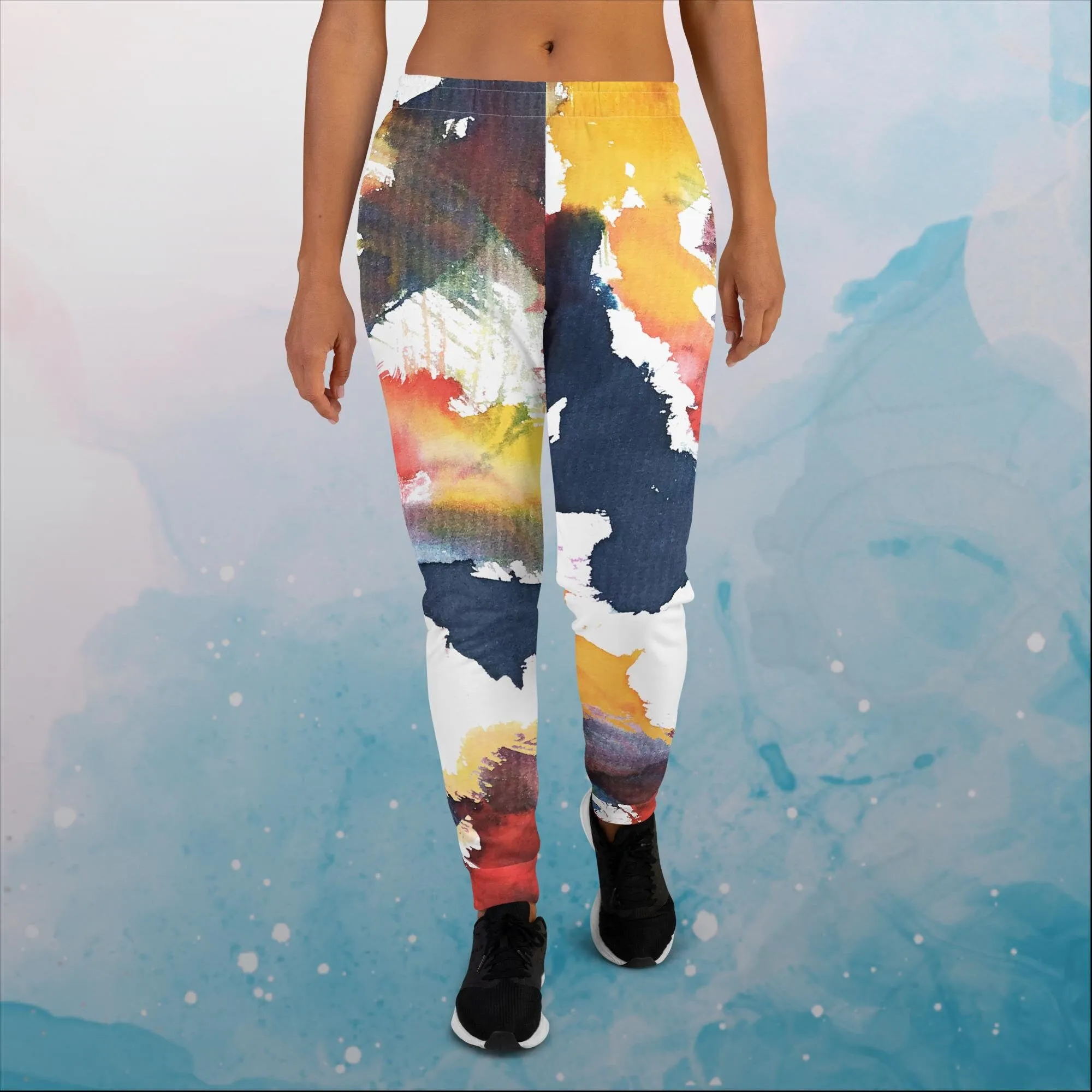 Primary Color Pallet Paint Print Womens Joggers