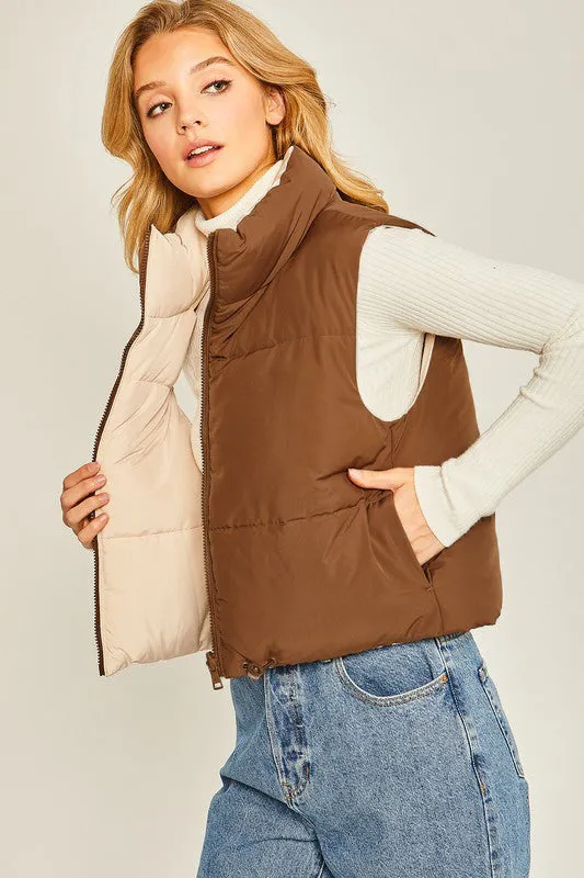 Reversible Cropped Puffer Vests - 6 Colors!