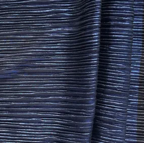 Semi-Sheer Pleated Metallic Cobalt & Coal Stretch Polyester