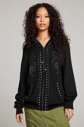 Studded Zip Up Hoodie