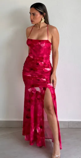 Stunning Love Pink Print Midi Dress