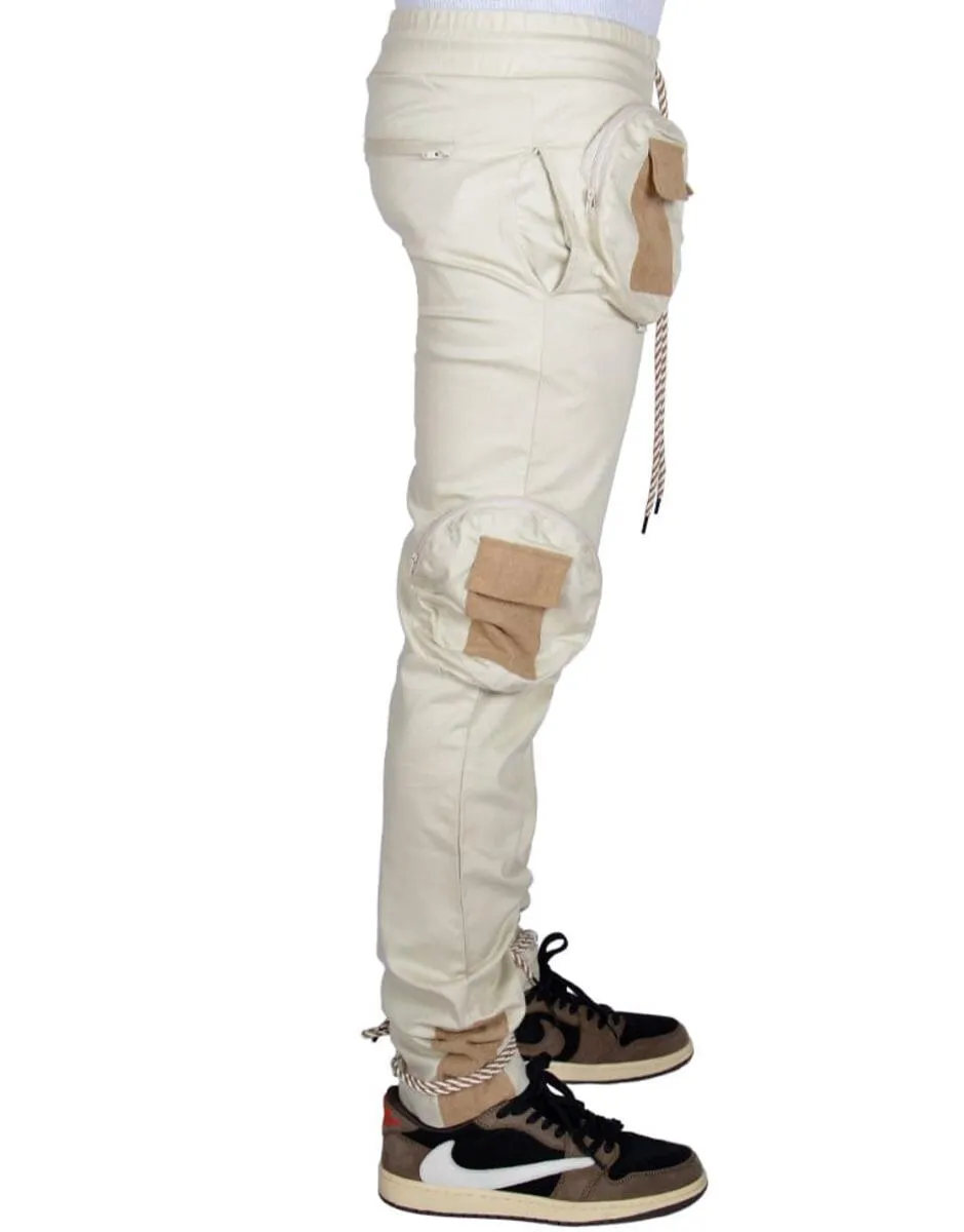 THC Soul Round Pocket Cargo Pants Joggers (Unbleached Cotton)