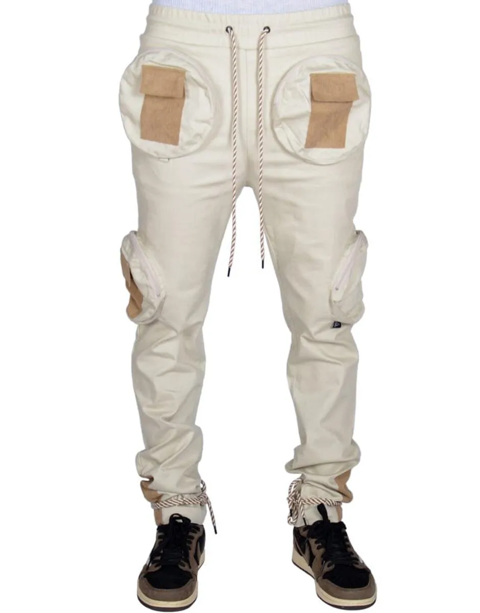 THC Soul Round Pocket Cargo Pants Joggers (Unbleached Cotton)