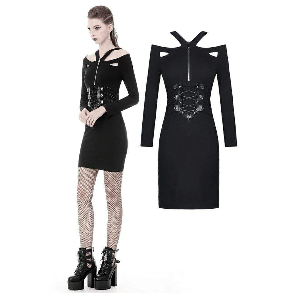 Women's Punk Bandage Waist Fitted Dresses