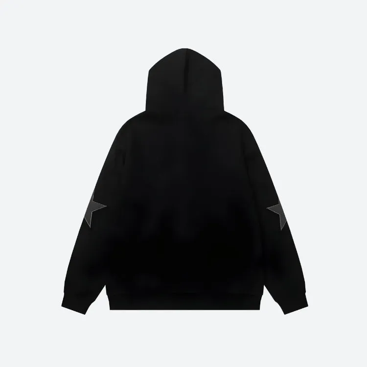 Y2K Star Patch Zip-Up Hoodie